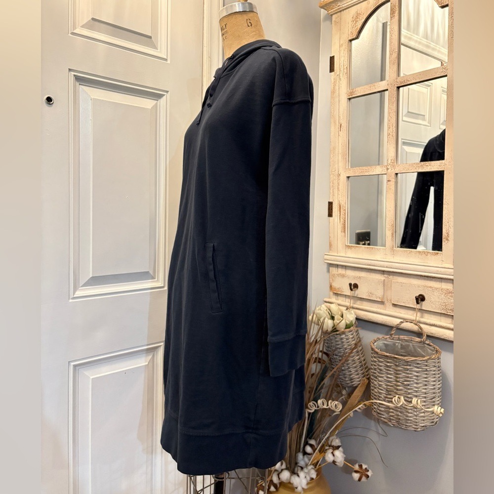 Toad&Co Navy Blue 100% Organic Cotton Hooded Long Sleeve Dress Large‎ - Picture 3 of 11